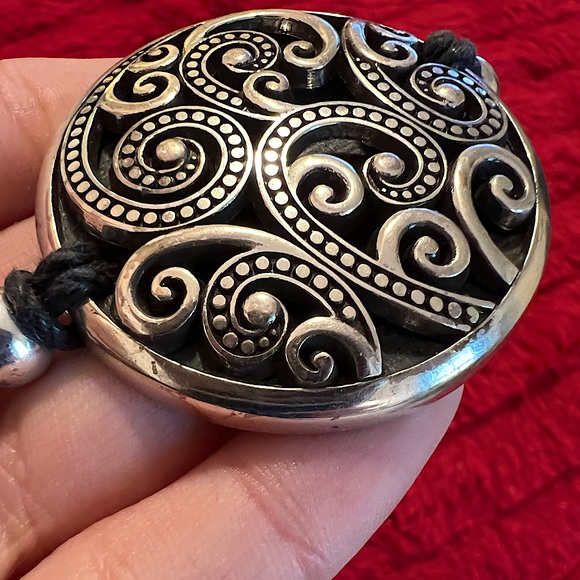 Brighton ANAHITA Silver Scroll Disc Double Black Cord Bracelet (Retired) - Picture 6 of 6